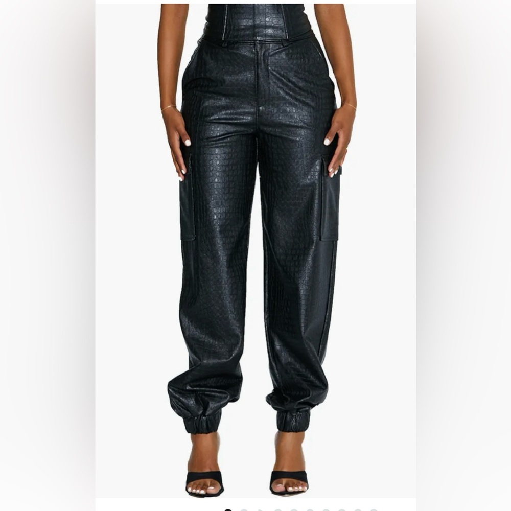 Naked Wardrobe faux crocodile leather joggers